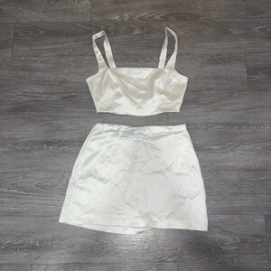 Abercrombie & Fitch White Satin Mini Skirt Set